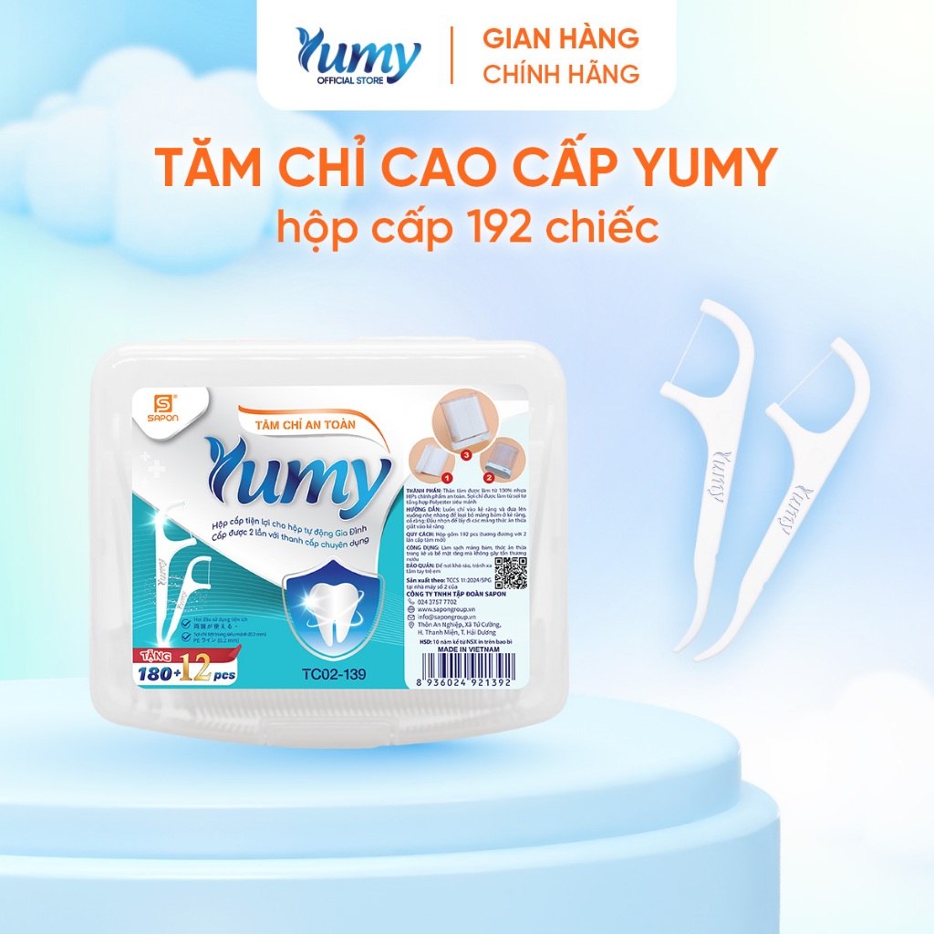 Combo 4 hộp Tăm chỉ YUMY hộp cấp 192 chiếc tăm chỉ sợi mảnh không tưa sợi vệ sinh an toàn (TC02-139)