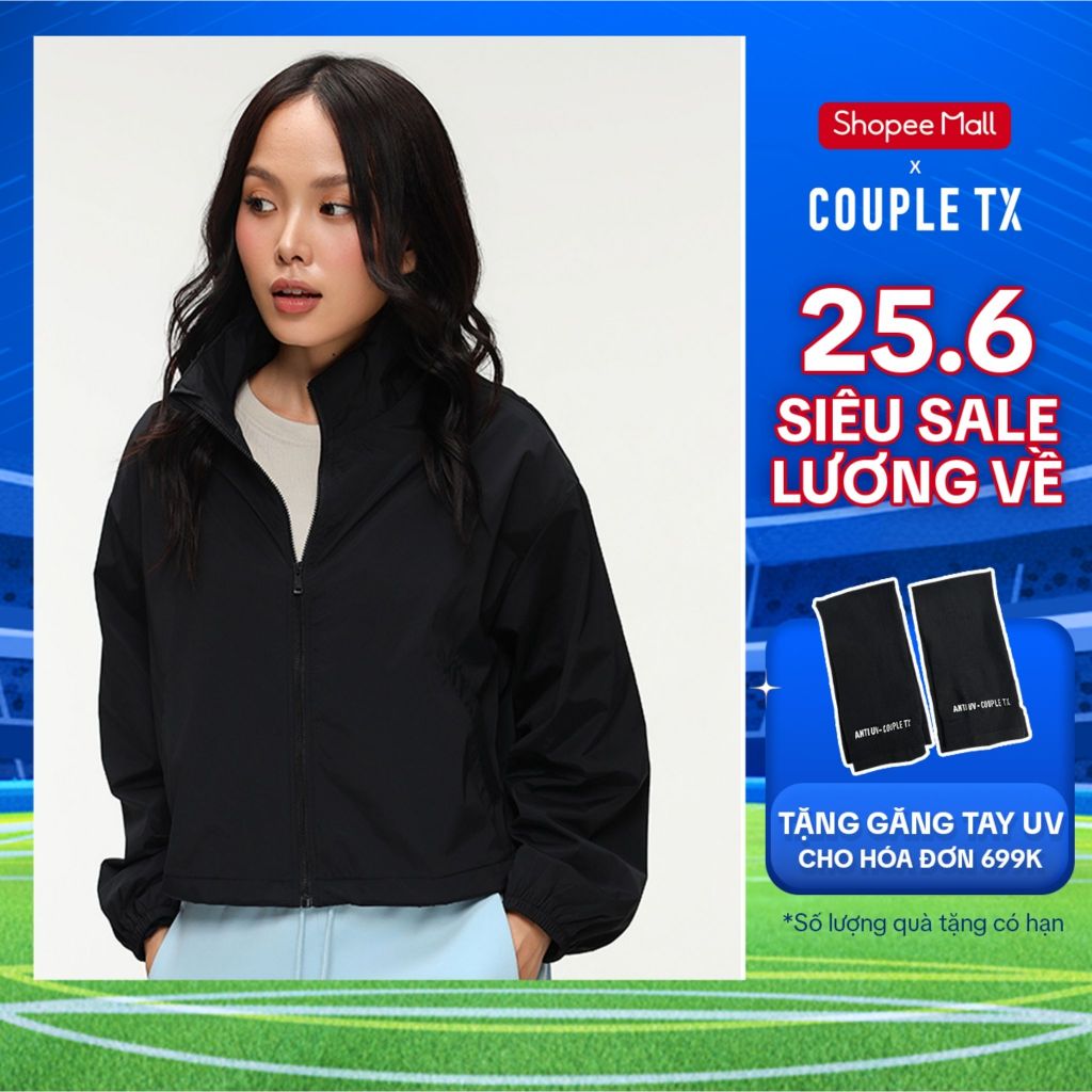 Áo Khoác Dù Nữ Couple TX Cổ Đứng Không Nón Form Relax Boxy WOP 2095