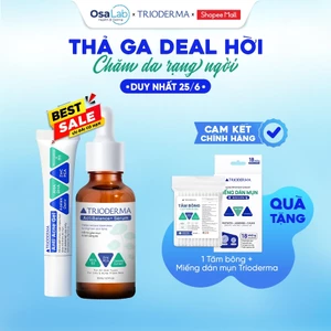 Combo gel chấm mụn và serum Trioderma mờ thâm sáng da chính hãng, dành cho da dầu mụn hỗ trợ cải thiện tình trạng mụn