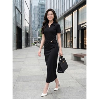Đầm Nữ 𝐂𝐂𝐇𝐀𝐓 Dáng Ôm Suông Rachel Thắt Eo Trang Trí Chất Liệu Mềm Mát 16VNC2028ST