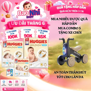 COMBO 5 Tã/Bỉm Dán Huggies Skin Perfect Size NB70+4/S80+2/76+3 với 2 vùng thấm hút