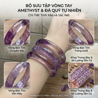 Vòng tay Thạch Anh Tím Lan Tử nguyên khối tự nhiên - đá phong thuỷ tuấn trần
