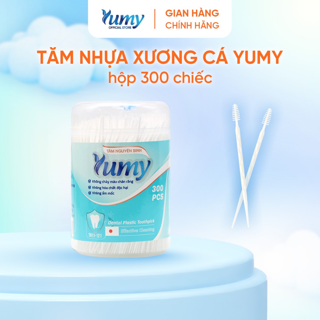 Combo 5 hộp Tăm nhựa xương cá YUMY 300 chiếc tăm nha khoa 2 đầu tiện lợi, bảo vệ nướu (TN11-121)