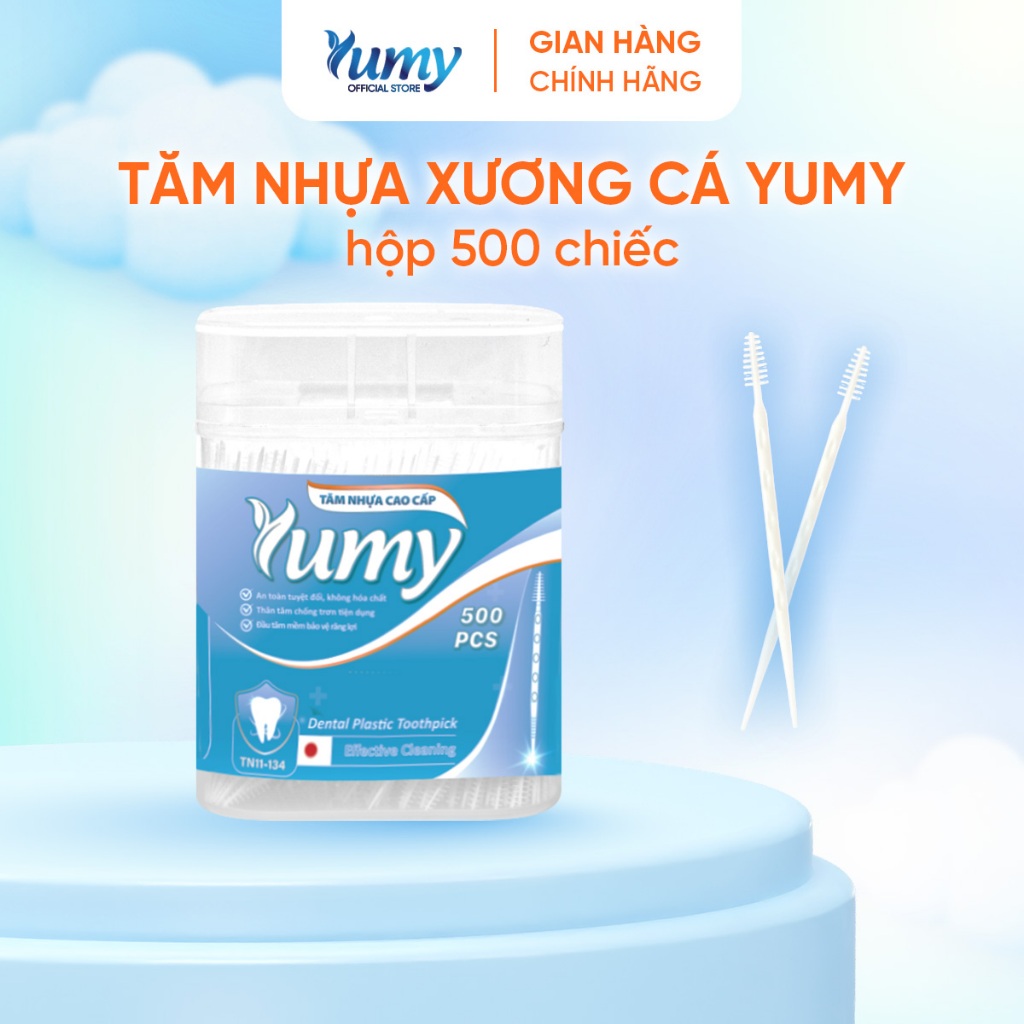Combo 5 hộp Tăm nhựa xương cá YUMY 500 chiếc tăm nha khoa 2 đầu mềm tiện lợi bảo vệ nướu (TN11-134)