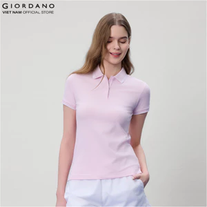 GIORDANO Áo Thun Nữ Có Cổ Trơn Lycra Polo 5316246