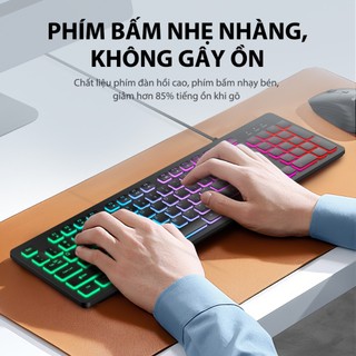 Bàn Phím Có Dây ROBOT RK40 Nút Ấn Tĩnh Âm Không Gây Ồn Có Led 7 Màu , Thiết Kế Mỏng Nhẹ - Bảo Hành 12 Tháng