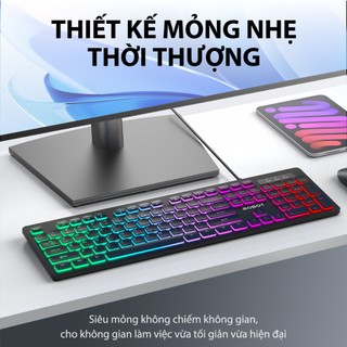 Bàn Phím Có Dây ROBOT RK40 Nút Ấn Tĩnh Âm Không Gây Ồn Có Led 7 Màu , Thiết Kế Mỏng Nhẹ - Bảo Hành 12 Tháng
