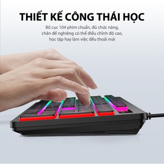 Bàn Phím Có Dây ROBOT RK40 Nút Ấn Tĩnh Âm Không Gây Ồn Có Led 7 Màu , Thiết Kế Mỏng Nhẹ - Bảo Hành 12 Tháng