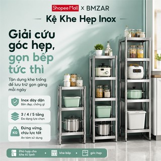 Kệ inox 3 tầng dày lên Kệ để lò vi sóng Lưu trữ nồi và chảo Kệ nhà bếp Có bánh xe
