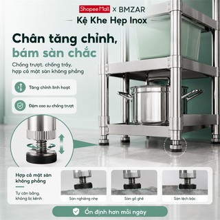 Kệ inox 3 tầng dày lên Kệ để lò vi sóng Lưu trữ nồi và chảo Kệ nhà bếp Có bánh xe