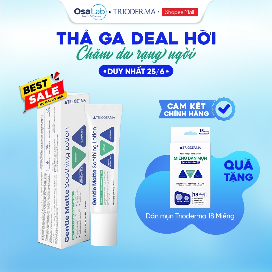 Kem dưỡng hỗ trợ phục hồi và bảo vệ làn da Trioderma Gentle Matte Soothing Lotion