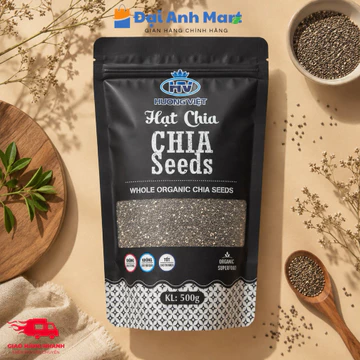 [CHÍNH HÃNG] Hạt Chia Hương Việt 500g - Hạt Chia Organic Giàu Omega 3 & Chất Xơ