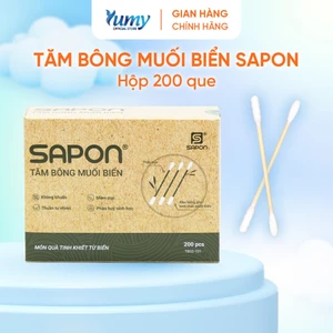 Combo 10 hộp Tăm bông muối biển SAPON 200 que thân trúc kháng khuẩn vệ sinh tai mũi (TB02_101)