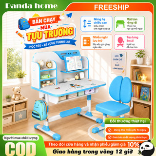 Bàn học Chống Gù Chống Cận Thị 2 Màu Xanh Hồng - Nâng Hạ Chiều Cao - Đệm Ngồi Cao Cấp Cho Bé