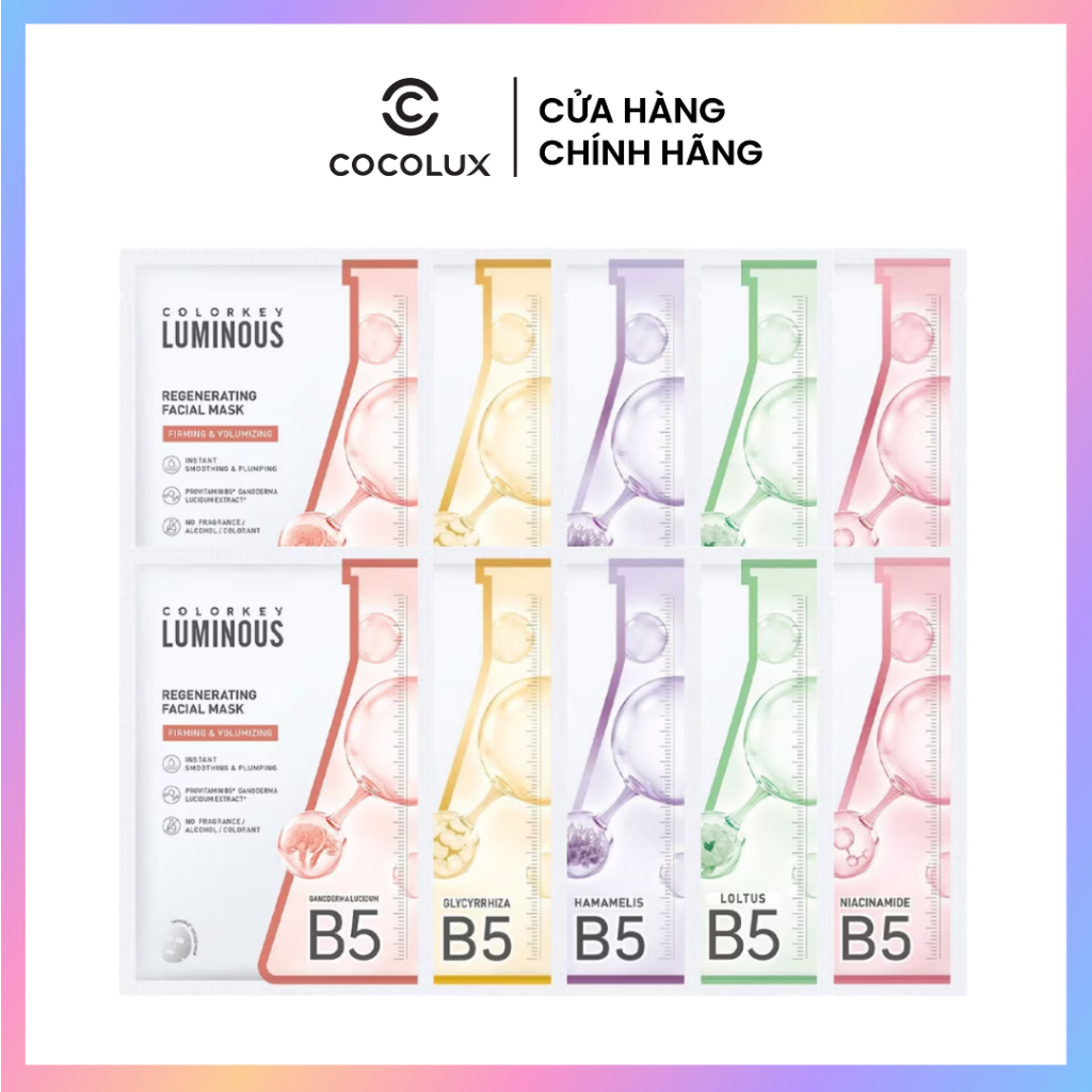[1 MIẾNG LẺ] Mặt Nạ Giấy COLORKEY LUMINOUS Tinh Chất Vitamin B5 Cấp Ẩm Cho Da Mịn Màng 25ml