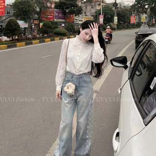 (ÁO SANG CHẢNH)Áo Sơ Mi Nữ Ren Trắng Cổ Nơ Thanh Lịch Tôn Dáng - Áo Công Sở Tay Dài Tiểu Thư Hàn Quốc Cao Cấp 611