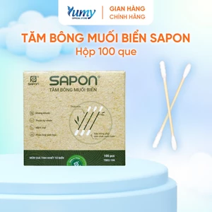 Combo 20 hộp Tăm bông muối biển SAPON 100 que thân trúc bông kháng khuẩn mềm mịn an toàn (TB02_100)
