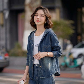 Áo khoác JEANS nữ MOLADY vạt bầu phiên bản nón to rộng vành trendy K632