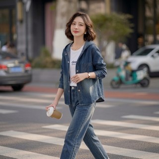 Áo khoác JEANS nữ MOLADY vạt bầu phiên bản nón to rộng vành trendy K632