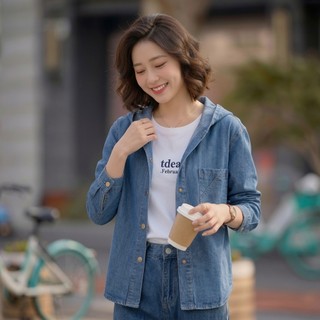 Áo khoác JEANS nữ MOLADY vạt bầu phiên bản nón to rộng vành trendy K632