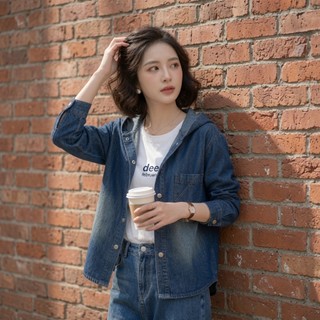 Áo khoác JEANS nữ MOLADY vạt bầu phiên bản nón to rộng vành trendy K632