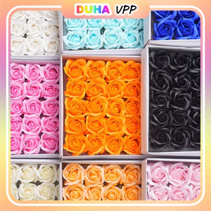 Hộp 50 Đầu Bông Hoa Hồng Sáp Thơm 3 Lớp Đủ Màu,Cánh Dày Hàng Loại 1, Cao Cấp (Không Kèm Kẽm Cành) DUHA 029