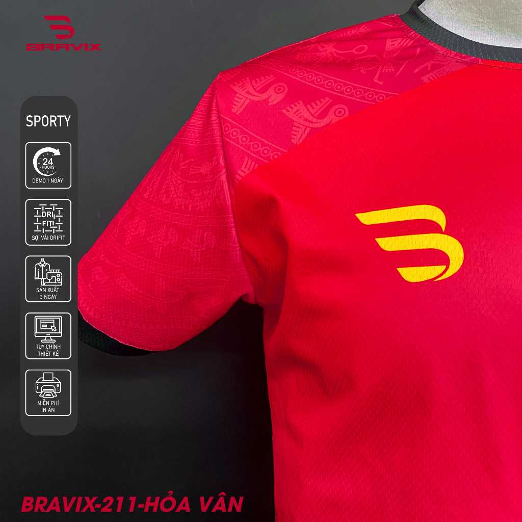 BRAVIX ÁO KHÔNG LOGO Hỏa Vân – Bộ Quần Áo Bóng Đá Thiết Kế Độc Quyền, Concept Riêng, Vải Mè Caro Dri-FIT Cao Cấp, Thấm H