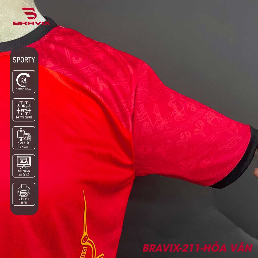 BRAVIX ÁO KHÔNG LOGO Hỏa Vân – Bộ Quần Áo Bóng Đá Thiết Kế Độc Quyền, Concept Riêng, Vải Mè Caro Dri-FIT Cao Cấp, Thấm H