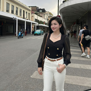 (HOT TREND) Áo Kiểu Nữ Đen Cổ Tim Phối Khuy Sang Chảnh - Áo Tôn Dáng Thon Eo Thanh Lịch Phong Cách Hàn Quốc Cao Cấp 700