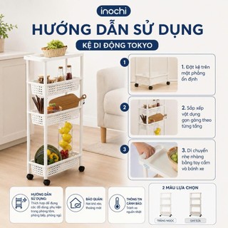 Kệ di động Inochi- Tokyo màu Trắng/Ghi - Tiện Lợi, có bánh xe