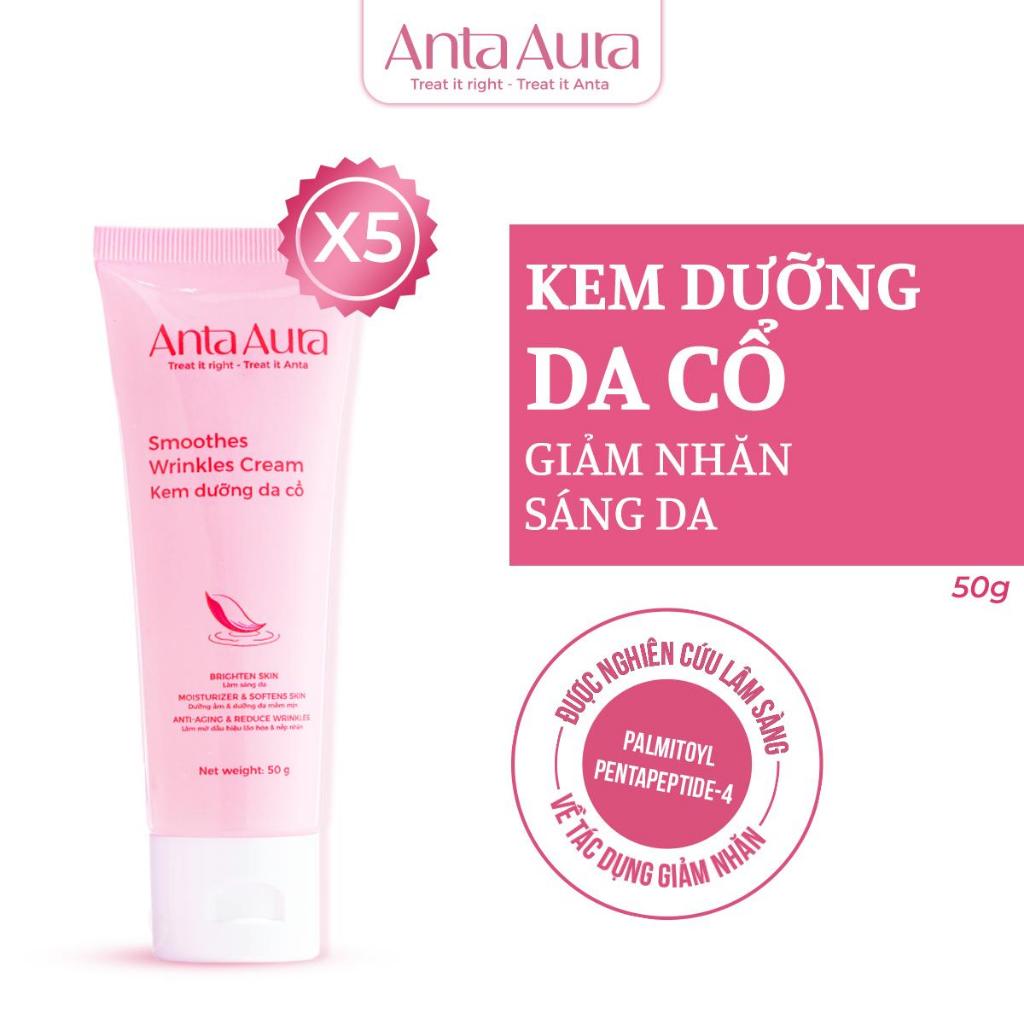 [Combo 5] Kem dưỡng da cổ Anta Aura giảm nhăn, dưỡng ẩm, sáng da, chiết xuất hoa sen -  1 tuýp 50g