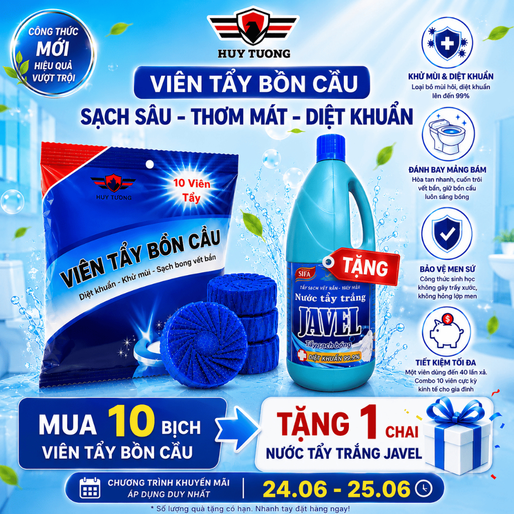 Viên Thả Bồn Cầu Tẩy Sạch Mảng Bám Khử Mùi Hàn Quốc, Viên Tẩy Bồn Cầu Gói 10 Viên Cực Kỳ Tiện Lợi - Huy Tưởng | BigBuy360 - bigbuy360.vn