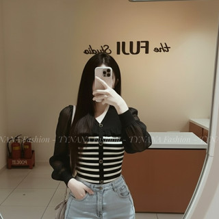 Áo Thun Nữ Dài Cổ Tym Tay Voan Chất Voan Form Suông Phồng Nhẹ | A76