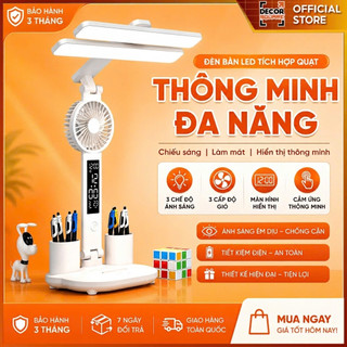 Đèn Bàn Học LED Bản Cao Cấp Tích Hợp Quạt Mini – Chống Cận, Cảm Ứng, Tiết Kiệm Điện Hiển Thị Giờ