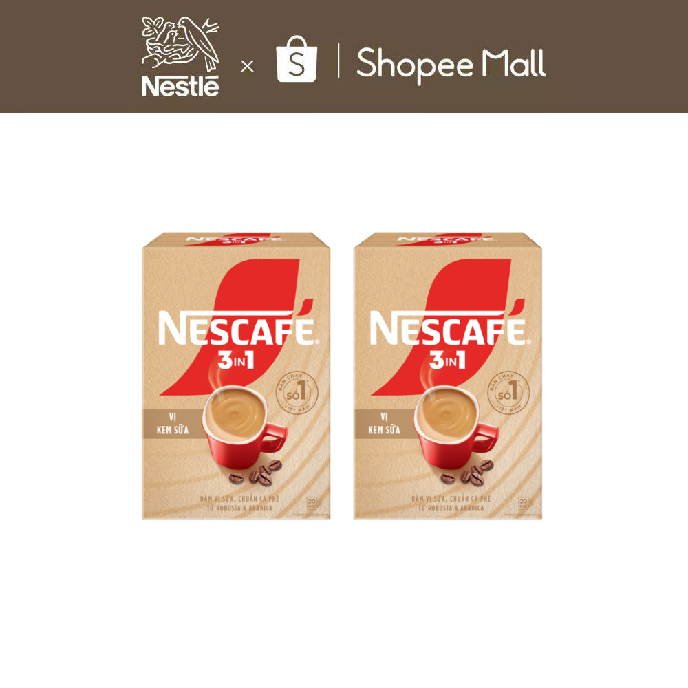 Combo 2 Hộp Cà phê hòa tan NESCAFÉ 3IN1 VỊ KEM SỮA 20 gói ĐẬM VỊ SỮA, CHUẨN CÀ PHÊ