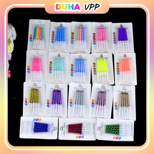 Combo 50 Vỉ 10 Cây Nến Xoắn Ngắn Nhiều Màu Trang Trí Bánh Kem, Nến Xoắn Sinh Nhật DUHA 043