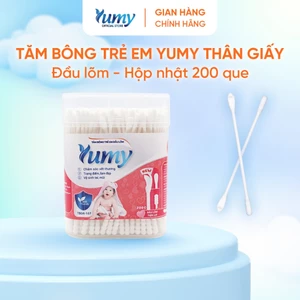 Combo 10 hộp Tăm bông trẻ em YUMY Baby 200 que 2 đầu lõm - xoắn bông mềm vệ sinh đa năng (TB04-107)