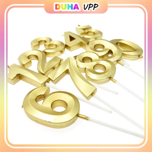 Hộp 10 Nến Số Tuổi Nhũ Vàng Khắc 3d, Trang Trí Bánh Sinh Nhật, Phụ Kiện Trang Trí Bánh Kem Hiện Đại DUHA 045