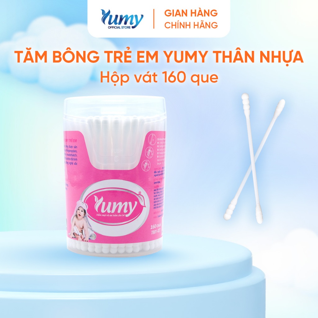 Combo 10 hộp Tăm bông trẻ em YUMY Baby 160 que bông hai đầu mềm mịn, an toàn cho bé (TB01-027)