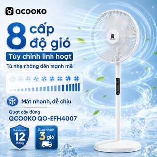 Quạt điện cây đứng QCOOKO 7 cánh kèm điều khiển từ xa tiện lợi hoạt động êm ái tiết kiệm điện