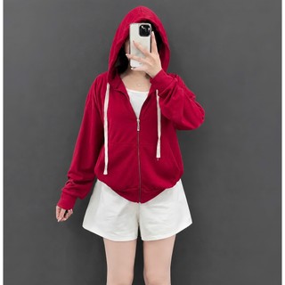 Áo khoác Bigsize nữ có túi trong khóa kéo mũ đi nắng tiện lợi chất nỉ tăm co giãn dày mịn KHOAC2