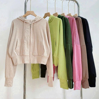 Thời Trang Bigsize Cô Nhỏ Áo khoác ngoài dáng ngắn có mũ vải thun gân co giãn Chống Nắng KHOAC5