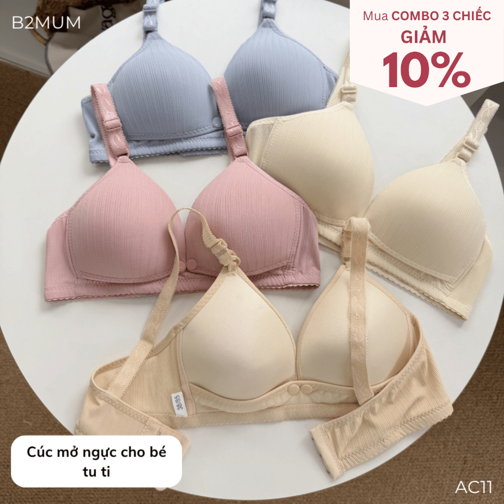 Áo Lót Bầu Và Sau Sinh Chất Lụa Tăm Mềm Mịn, Có Cúc Mở Ngực Cho Bé Ti – Nâng Đỡ Êm Ái, Thoải Mái Hằng Ngày AC11 B2MUM