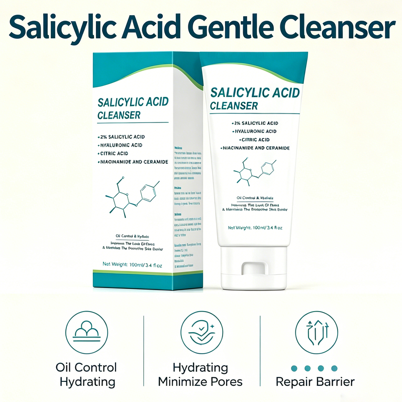 Chất làm sạch axit salicylic axit hyaluronic làm nước mặt rửa cân bằng sửa chữa da dầu da rào cản