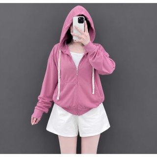 Áo khoác Bigsize nữ có túi trong khóa kéo mũ đi nắng tiện lợi chất nỉ tăm co giãn dày mịn KHOAC2