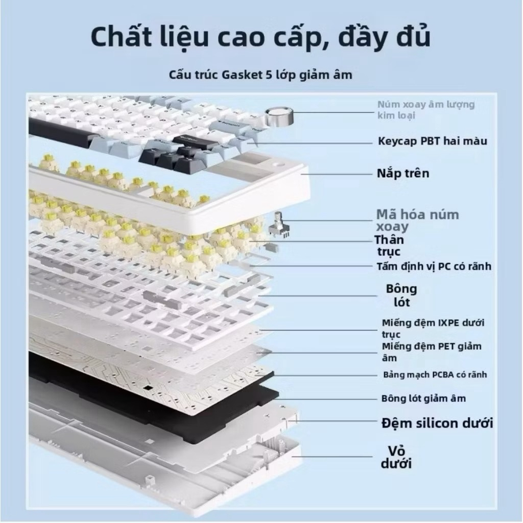 [Hoả tốc] Bàn phím cơ aula F75 mạch xuôi led rgb 3 mode kết nối hotswap 5 pin | BigBuy360 - bigbuy360.vn