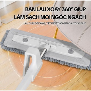 Cây Lau Nhà 42cm Bản Lớn | Cây Lau Nhà Tự Vắt Không Bẩn Tay, Xoay 360, Hút Tóc Mạnh, Tặng 2 Bông Lau