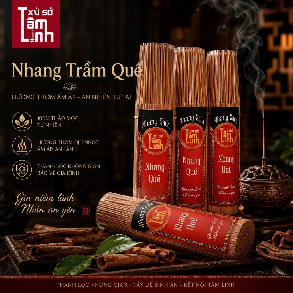 Nhang Sạch Thảo Mộc Xứ Sở Tâm Linh Hữu Cơ 100%, Ít Khói, Dịu Nhẹ Không Cay Mắt, An Toàn Sức Khỏe, Thơm Phòng 30cm