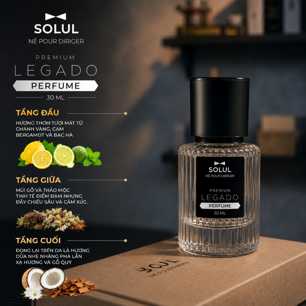 Nước Hoa Nam SOLUL PREMIUM 30ml-Hương Thơm Cuốn Hút,Đẳng Cấp Phái Mạnh, Quà Tặng Bạn Trai Sang Trọng