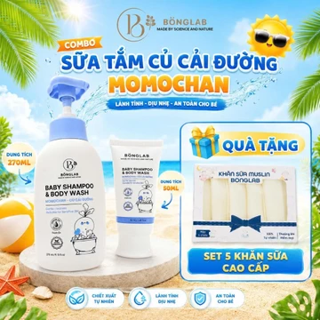 Sữa Tắm Gội Cho Bé Củ Cải Đường Chính Hãng Bonglab 270ml, Sữa Tắm Toàn Thân Cho Bé An Toàn Không Kích Ứng